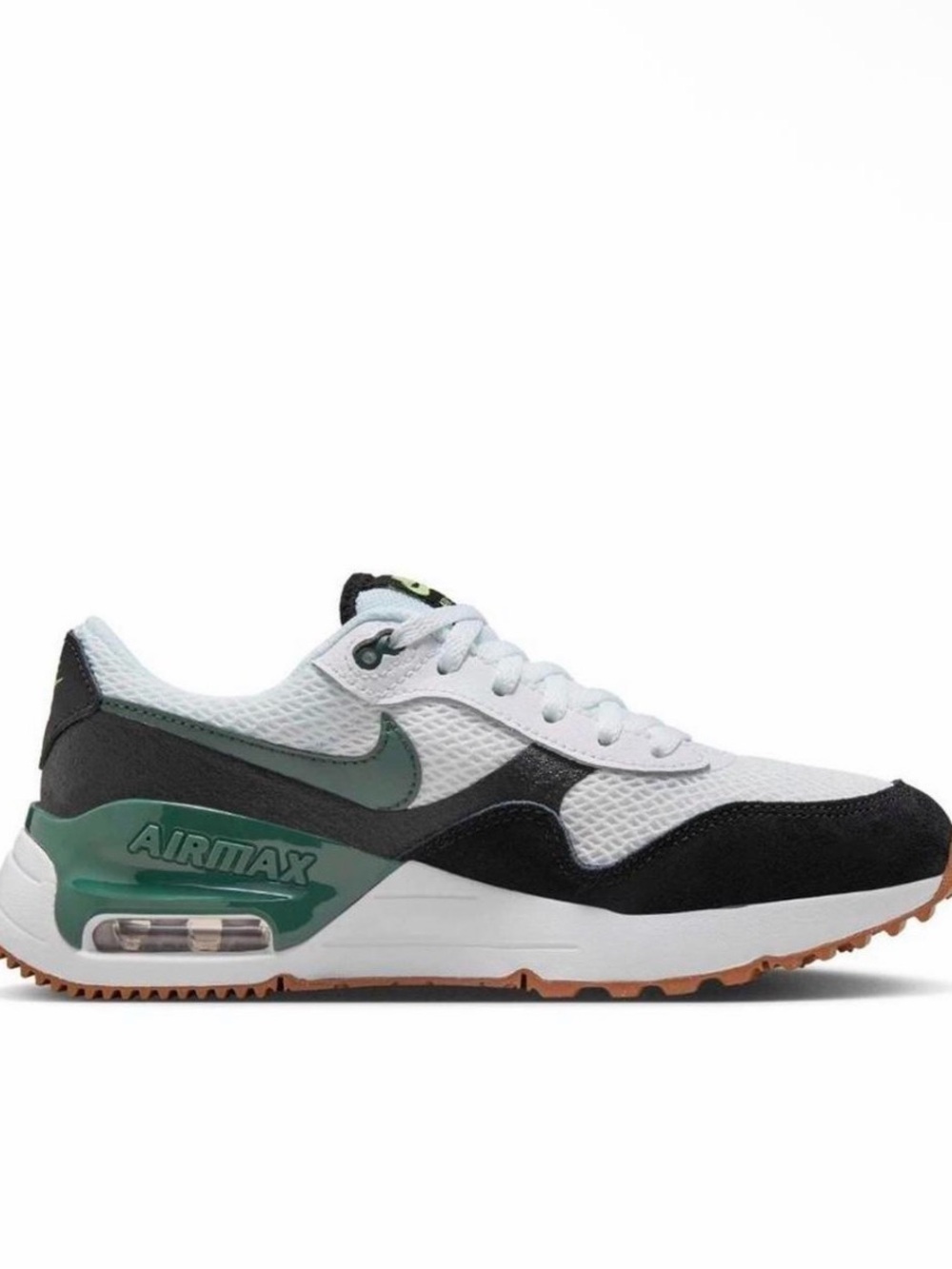 Nike Air Max in White, Black & Green 7W, 5.5Y